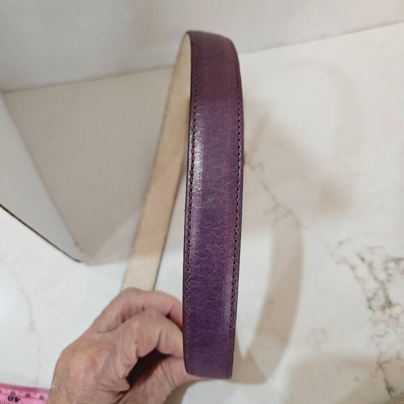 Elite Purple Leather Belt With Ornate Silver Herringbone Buckle Made In Usa - Picture 5 of 9